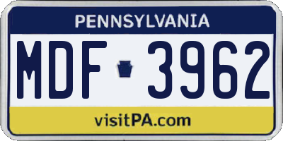 PA license plate MDF3962