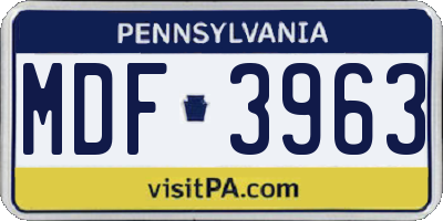 PA license plate MDF3963