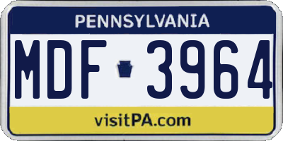 PA license plate MDF3964