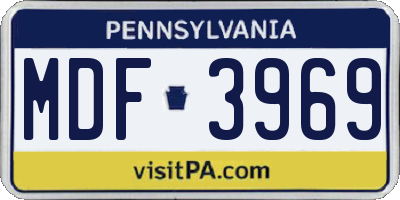 PA license plate MDF3969