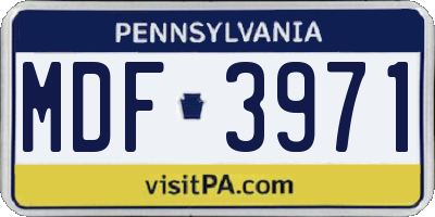 PA license plate MDF3971