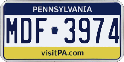 PA license plate MDF3974