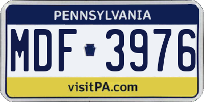 PA license plate MDF3976