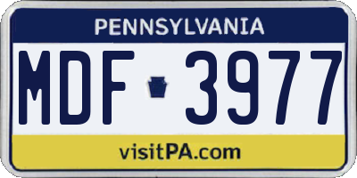 PA license plate MDF3977