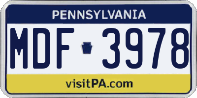 PA license plate MDF3978