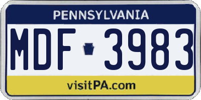 PA license plate MDF3983