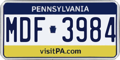 PA license plate MDF3984