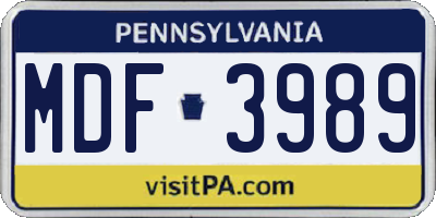 PA license plate MDF3989