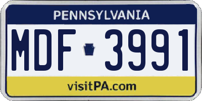 PA license plate MDF3991