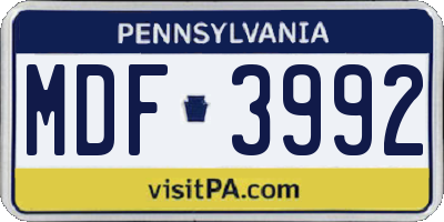 PA license plate MDF3992