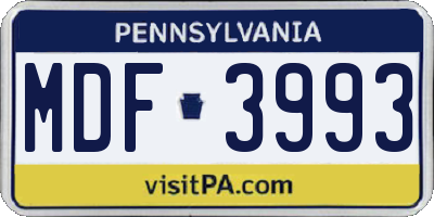 PA license plate MDF3993