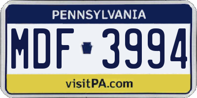 PA license plate MDF3994