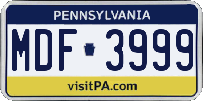 PA license plate MDF3999