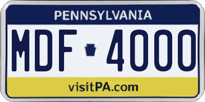 PA license plate MDF4000