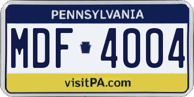 PA license plate MDF4004