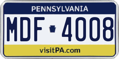 PA license plate MDF4008