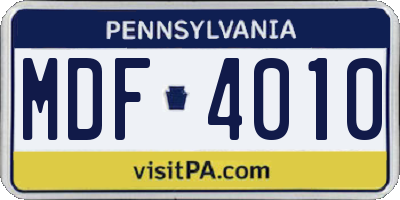 PA license plate MDF4010