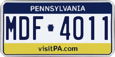 PA license plate MDF4011