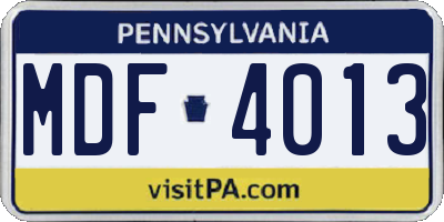 PA license plate MDF4013