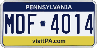 PA license plate MDF4014