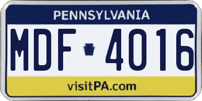 PA license plate MDF4016