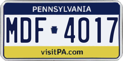 PA license plate MDF4017