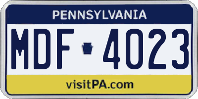 PA license plate MDF4023