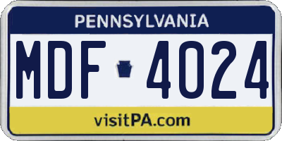 PA license plate MDF4024