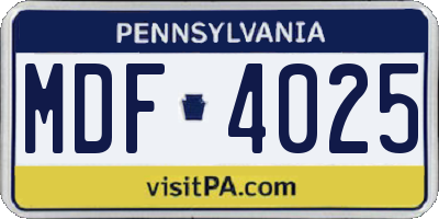 PA license plate MDF4025
