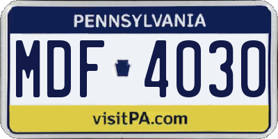 PA license plate MDF4030