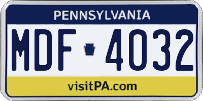 PA license plate MDF4032