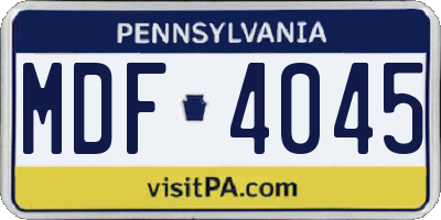 PA license plate MDF4045
