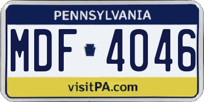 PA license plate MDF4046