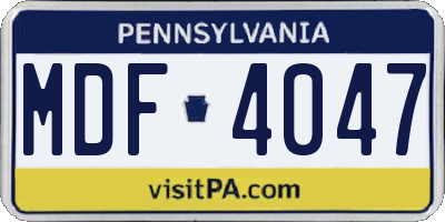 PA license plate MDF4047