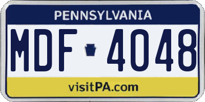 PA license plate MDF4048