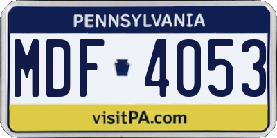 PA license plate MDF4053