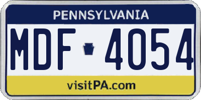 PA license plate MDF4054