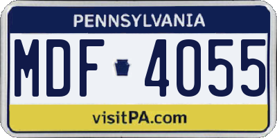 PA license plate MDF4055