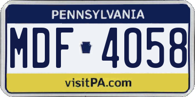 PA license plate MDF4058