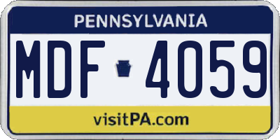 PA license plate MDF4059