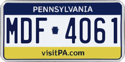 PA license plate MDF4061