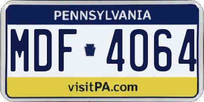 PA license plate MDF4064