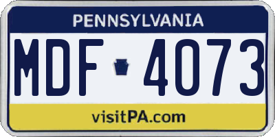 PA license plate MDF4073