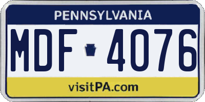 PA license plate MDF4076