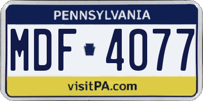 PA license plate MDF4077