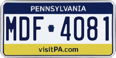 PA license plate MDF4081
