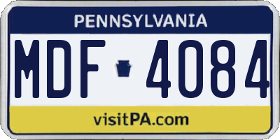 PA license plate MDF4084