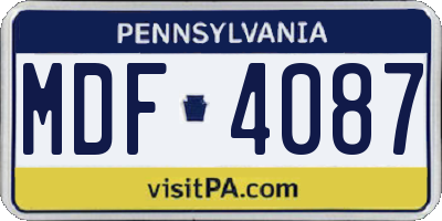 PA license plate MDF4087
