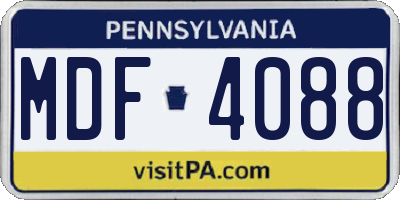 PA license plate MDF4088