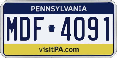 PA license plate MDF4091